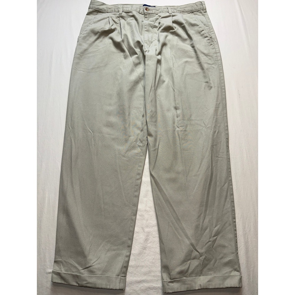 Puritan Mens Pleated Chino Pants 40x32 Barley‎ Beige Cuffed Twill Trousers